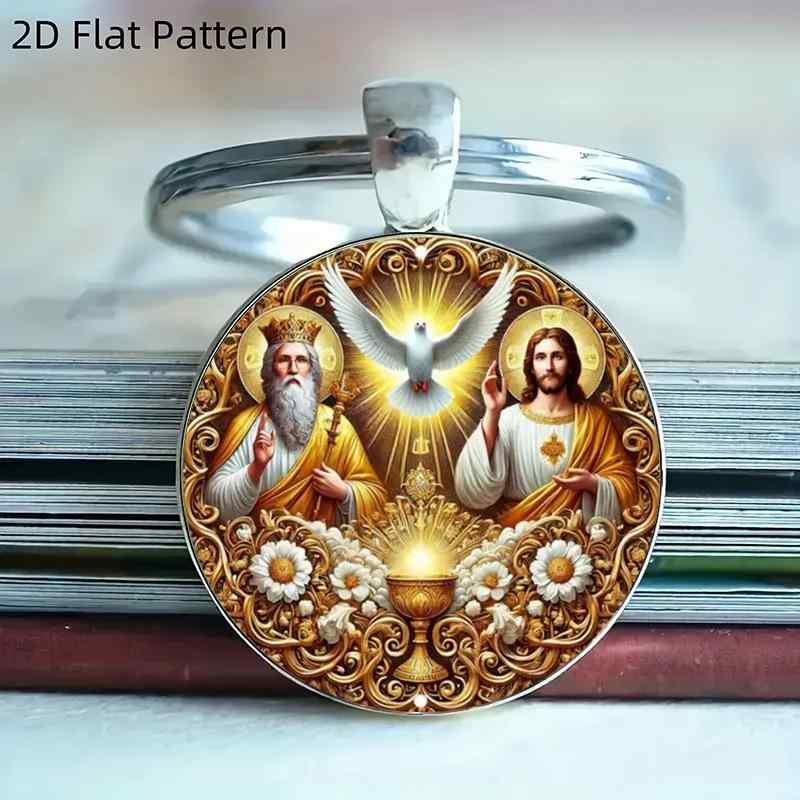 キーホルダー ユニセックス おしゃれ ファッション小物 白いハト ゴールド 聖杯モチーフ ガラス製 亜鉛合金製 バッグチャーム キーリン..