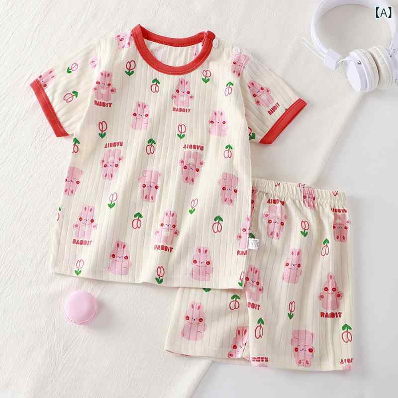 子供服 ベビー服 パジャマ 半袖 ルームウェア 薄手 コットン 通気性 部屋着 冷房対策 かわいい アニマル