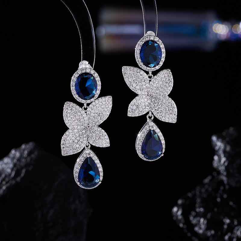 ピアス レディース ロング S925シルバーポスト ジルコニア ドロップ フラワー 高級感 エレガント ブライダル 結婚式 パーティー 二次会 お呼ばれ フォーマル ドレス 通勤 オフィス 華やか 上品(4)