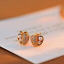 ピアス レディース S925シルバーポスト 電気メッキ加工 銅合金製 個性的デザイン キュートなリンゴ パール モチーフ 上品 大人かわいい フェミニン 韓国ファッション 春夏 耳飾り