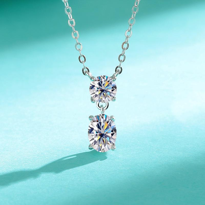 Rhodolite - ネックレス レディース S925シルバー 電気メッキ加工 上質 通勤ファッション モアサナイト 楕円形 ユニーク シンプル デザイン性 O字チェーン ペンダント
