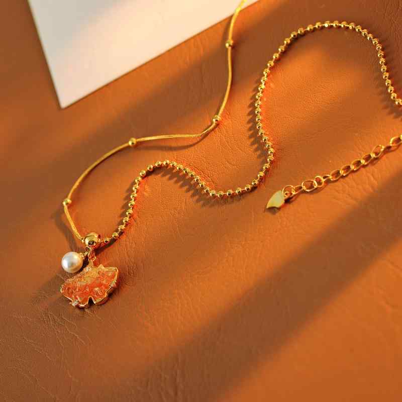 ネックレス レディース 楓 リーフモチーフ グラデーションクリスタル 銅合金 電気メッキ加工 おしゃれ 上品 万能 韓国風 爽やか フェミニン カジュアル フォーマル デイリーユース 41cm-50cm対応