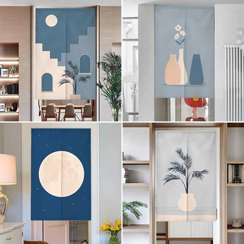 のれん 北欧風 シンプル モダン おしゃれ 穴あけ不要 突っ張り棒対応 家庭用 寝室 リビング ダイニング 玄関 間仕切り 目隠し ハーフ丈 ポリエステル素材
