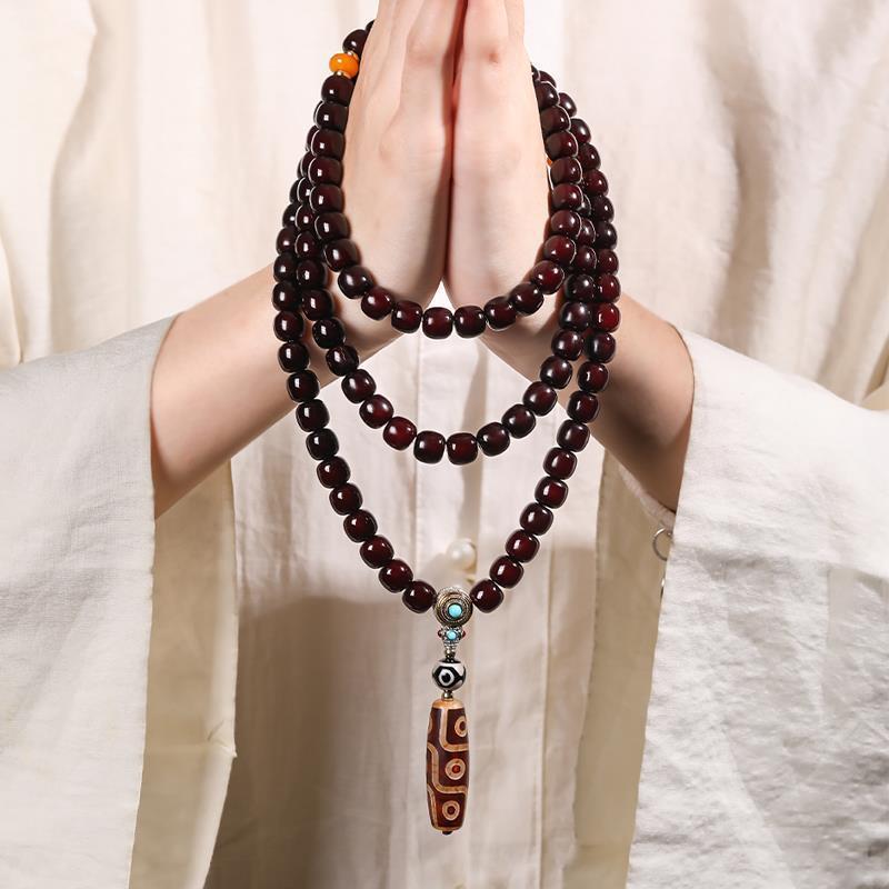 念珠 メンズ 男性用 天然 菩提根 108玉 ブレスレット パワーストーン お守り 十年 糖心 風化 老料 高級..