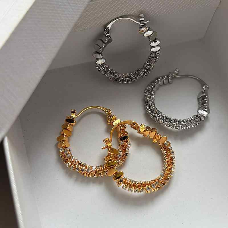 イヤリング レディース シルバー クラッシュデザイン 幾何学 リング 個性的 高級感 ライトラグジュアリー フレンチレトロ ヴィンテージ 電気メッキ加工(4)