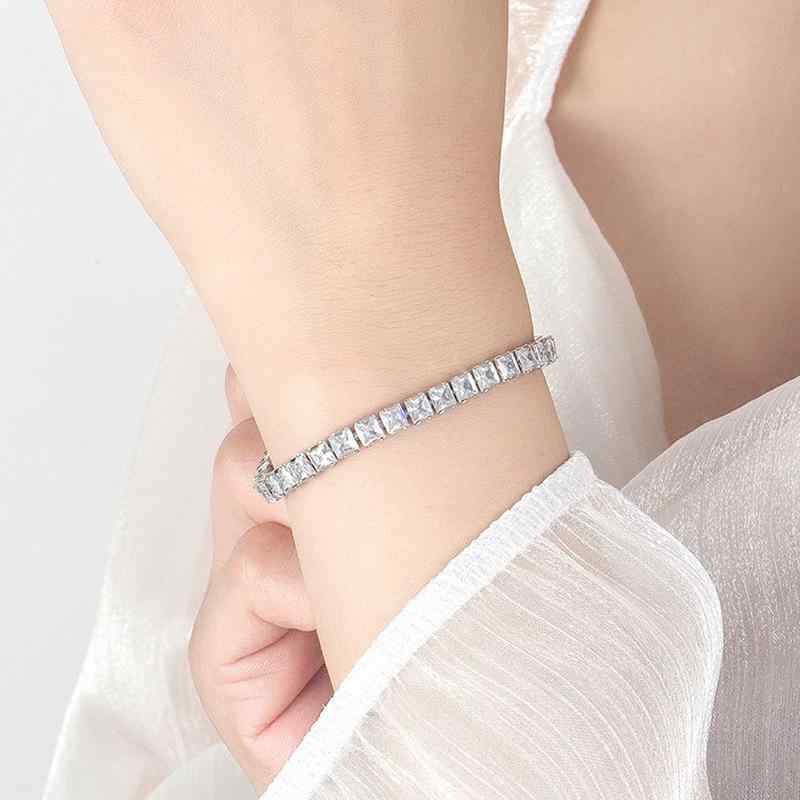 ブレスレット レディース 女性用 高品質ジルコニア キラキラ輝く 幾何学模様 高級感 合金製 ファッション 通勤用 腕輪 ゴールド シルバー ローズゴールド(4)