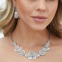 アクセサリーセット レディース 女性用 亜鉛合金製 電気メッキ加工 幾何学的 円形 螺旋 透かし彫り 個性的デザイン ネックレス イヤリング 十字チェーン