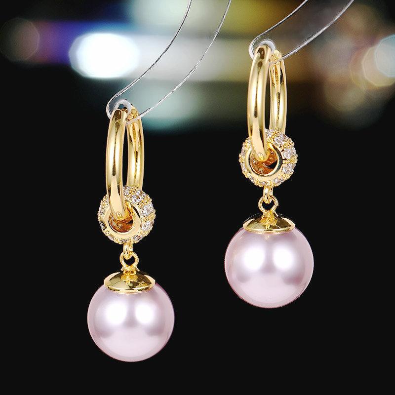 イヤリング レディース レトロ 個性的 デザイン パール 上品 繊細 ジルコニア ロング丈 オフィス カジュアル 普段使い 電気メッキ加工 高級感 銅製(4)