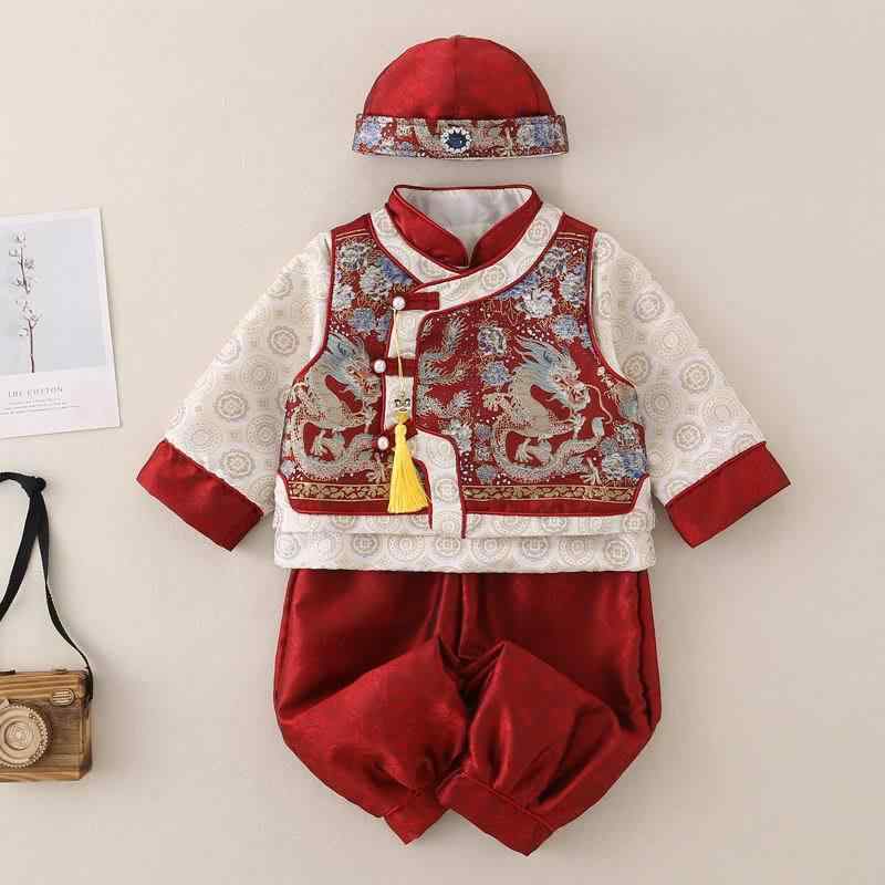 唐装 ベビー 男の子 1歳 誕生日 初節句 お祝い お正月 高級感 柔らかい肌触り A類安全基準 新中式 中国風 春秋 幼児 男児 コットン裏地 フォーマル スーツ イベント パーティー 記念日 選び取り
