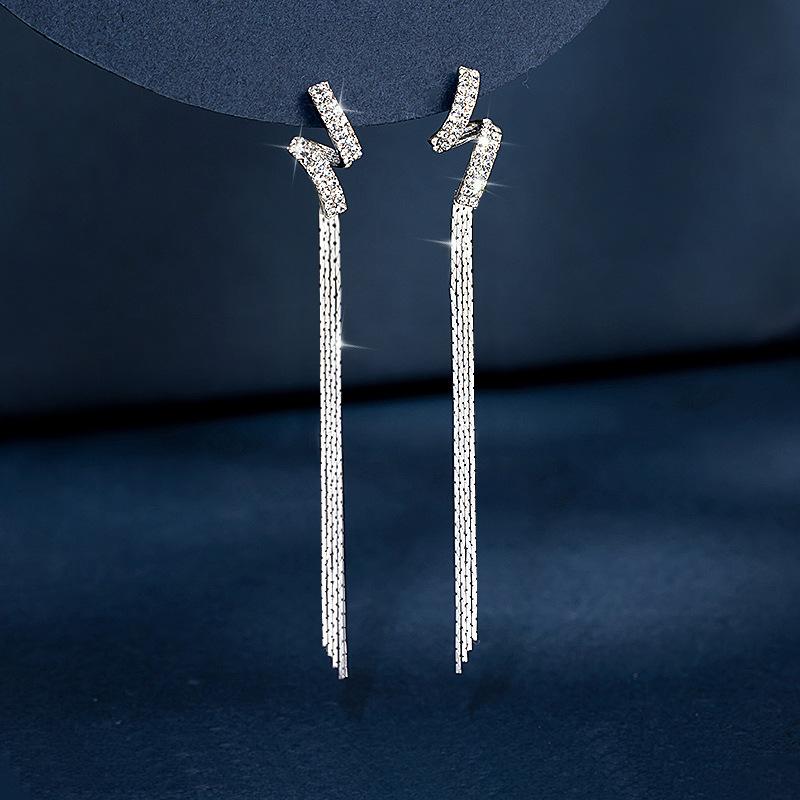 Rhodolite - ピアス レディース S925純銀製 ロング フリンジ タッセル 揺れる 上品 エレガント トレンド おしゃれ 大人カジュアル オフィス 通勤