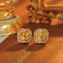 ピアス レディース フレンチレトロ 四つ葉のクローバー ジルコニア おしゃれ かわいい シンプル エレガント 上品 個性的 女性用 電気メッキ加工 銅合金製