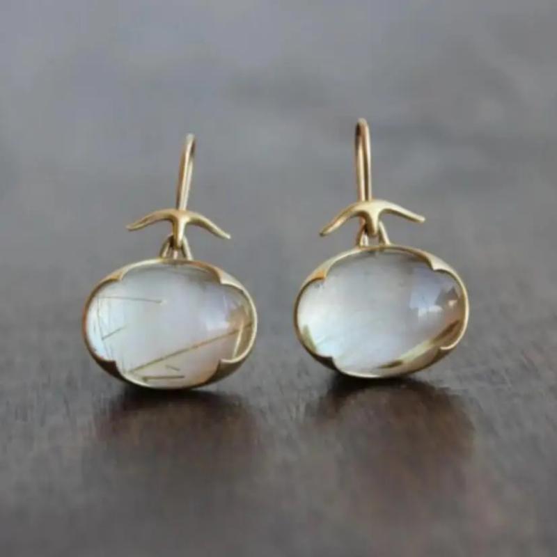 ピアス レディース 女性用 レトロ オーバル型 上品 エレガント 高見え シンプル おしゃれ 通勤 オフィス カジュアル 合金製 ゴールド ジルコニア 太陽モチーフ 欧米風 秋冬