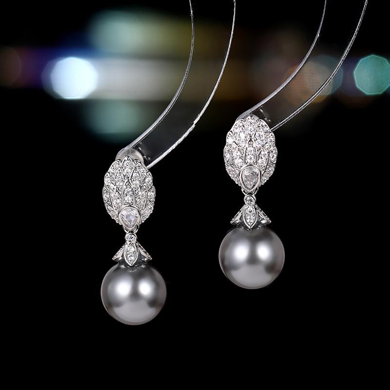 ピアス イヤリング レディース 女性用 S925銀ポスト ジルコニア パール リーフモチーフ マイクロパヴェ..