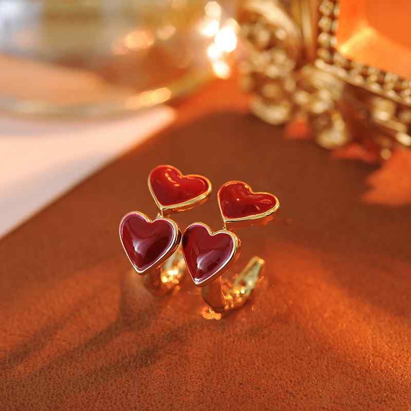 ピアス レディース レトロ フレンチ ハート ドロップエナメル 電気メッキ シルバーポスト 上品 シンプ..