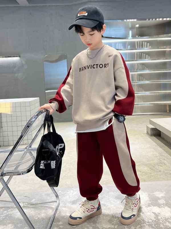 セットアップ 男の子 ジュニア スポーツ スウェット 上下セット 韓国ファッション 春秋 フードなし 長袖 綿 コットン 柔らかい おしゃれ かっこいい アルファベット柄
