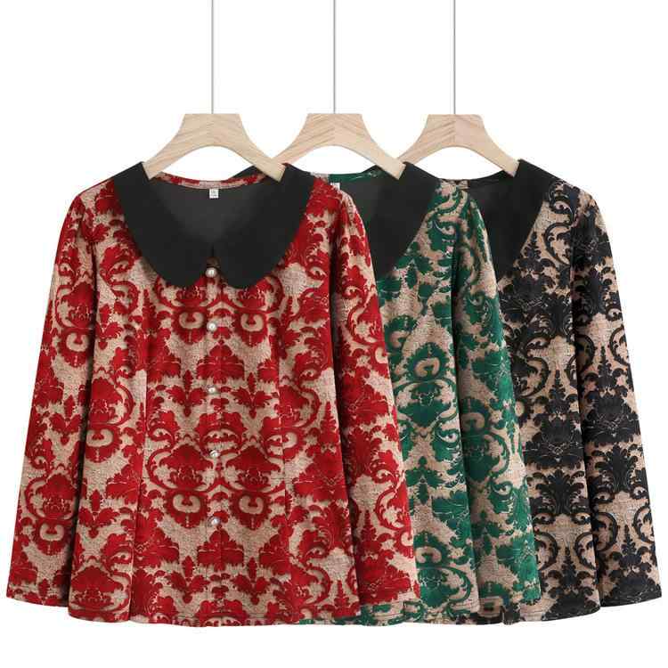 Tシャツ レディース ミドルエイジ ミセス 厚手 ゆったり 体型カバー プルオーバー 長袖 立体花柄 ボタニカル おしゃれ 上品 カジュアル 春秋物