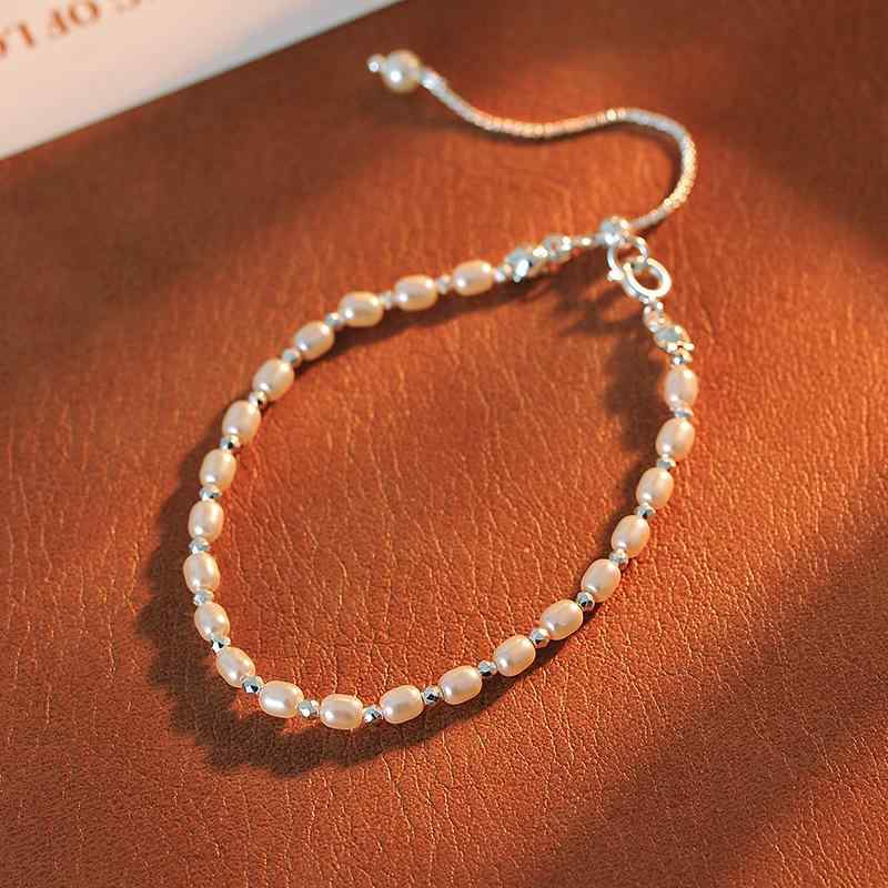 ブレスレット レディース フレンチパール ラウンドビーズ 長さ調節可能 シンプルデザイン 万能 個性的 ..