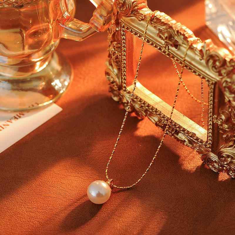 ネックレス レディース 女性用 柿モチーフ パール ペンダント 銅合金製 電気メッキ加工 ロングネックレ..