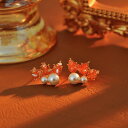 イヤリング レディース ノンホールピアス ピアス 幾何学デザイン リーフモチーフ シャンパンゴールド クリスタル フレンチ レトロ シンプル 高級感 シルバーポスト 銅合金製