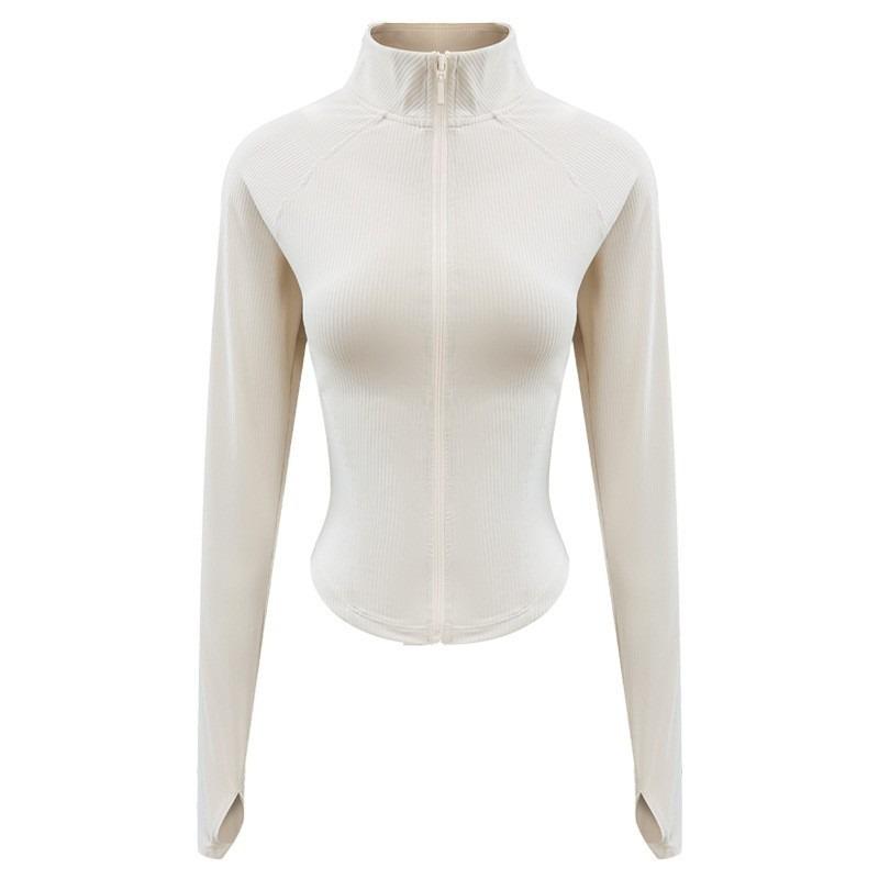 ジャケット レディース 女性用 速乾 スリムフィット スポーツ ヨガ ランニング フィットネス ジップアップ 長袖 スタンドカラー 高弾力 ストレッチ ナイロン スパンデックス 春夏 トレーニング ジムウェア