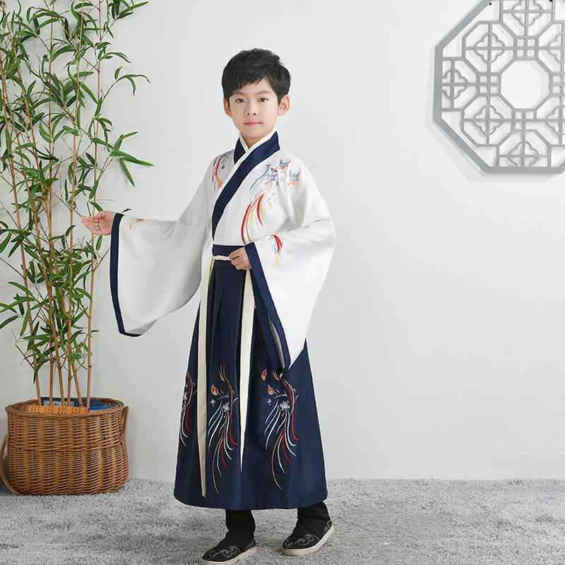 漢服 キッズ 男女兼用 小学生 演出服 発表会 舞台衣装 2点セット 長袖 七分丈パンツ ポリエステル 柔ら..