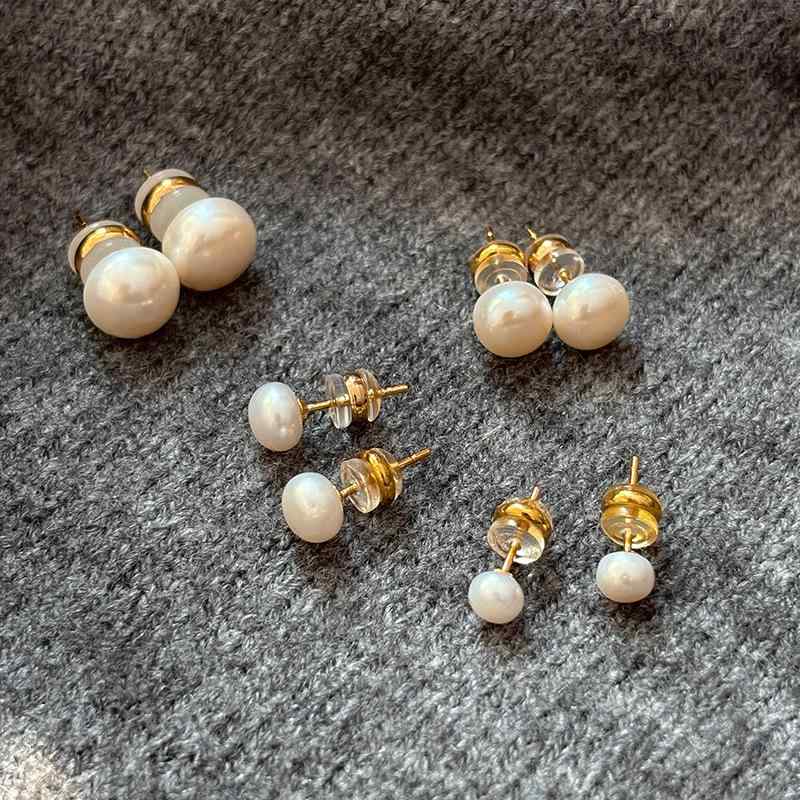 ピアス レディース 天然淡水ミニボタンパール ホワイト 純銀製 K18GP ゴールドプレーティング フレンチ..