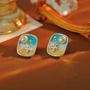 ピアス レディース S925シルバーポスト 天然パール 銅合金 電気メッキ加工 モネガーデン 油絵風 ヴィンテージ風 フレンチレトロ 上品 スタッド