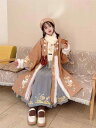 漢服 レディース 刺繍入り 3D立体柄 宋時代風 ロング丈羽織 馬面プリーツロングスカート ツーピースセットアップ 秋冬 普段着 カジュアル お正月 初詣 新年の装い ポリエステル素材 カーキ ミルクティーカラー