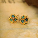 ピアス レディース S925 シルバー ゴールド レトロ おしゃれ 透かし彫り 星 七宝焼き 精巧な細工 マイクロパヴェ スタッドピアス