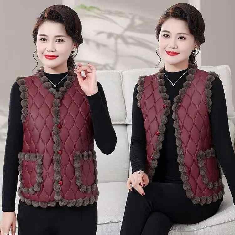 ベスト レディース ミセス 若見え 裏起毛 厚手 保温 あったか 秋冬 Vネック ゆったり 重ね着 アウター おしゃれ きれいめ カジュアル 女性用