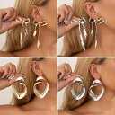 ピアス レディース しわ加工 光沢 亜鉛合金 アシンメトリー リボン 電気メッキ加工 花モチーフ 鋼製ポスト トレンド セット カジュアル