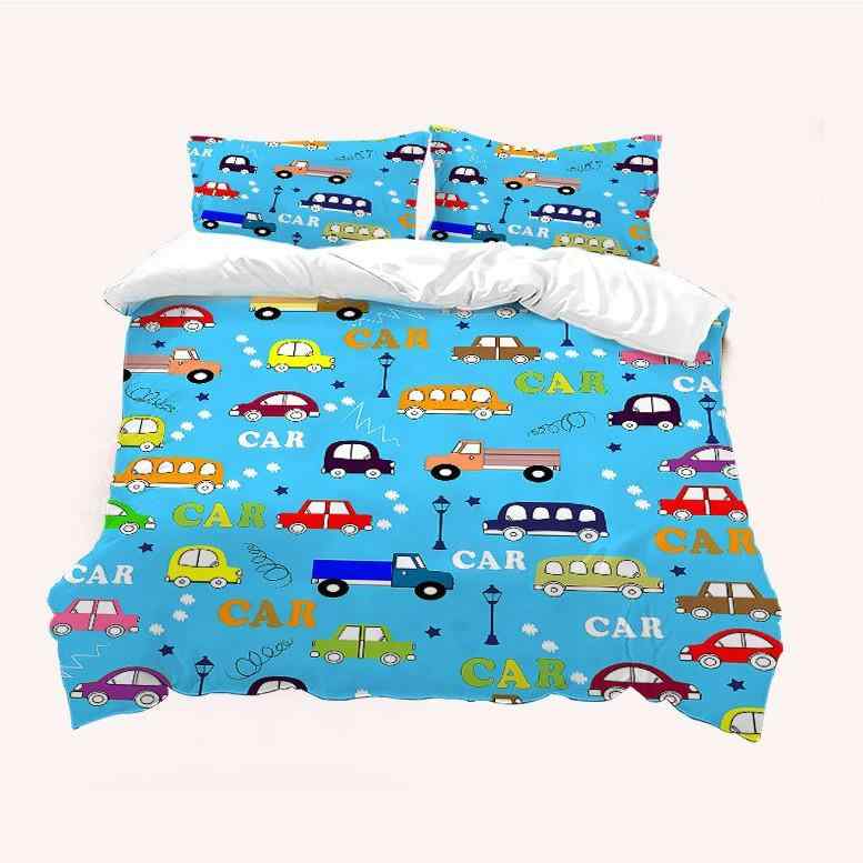布団カバーセット キッズ 子供用 デジタルプリント 起毛加工 ツイル織り ポリエステル 車柄 キャラクタ..