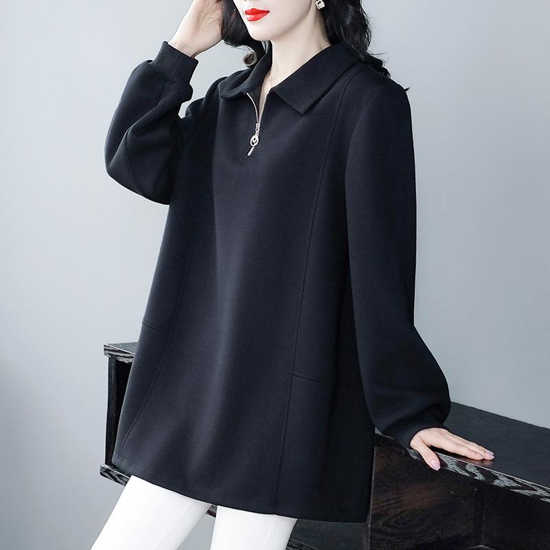 ポロシャツ レディース ミセス 大きいサイズ 秋冬 厚手 高級感 カジュアル ゆったり 体型カバー 長袖 綿混素材 ママ 中高年向け 普段使い