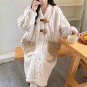 ルームワンピース マタニティ 授乳口付き 前開き サンゴフリース 厚手 あったか 長袖 妊婦用 産褥服 出産準備 入院着 パジャマ 秋冬 かわいい