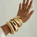 バングル レディース 欧米風 ボリューム感 リーフモチーフ 光沢 不規則デザイン 開口式 電気メッキ加工 合金製 個性的 幾何学模様 ブレスレット アクセサリー