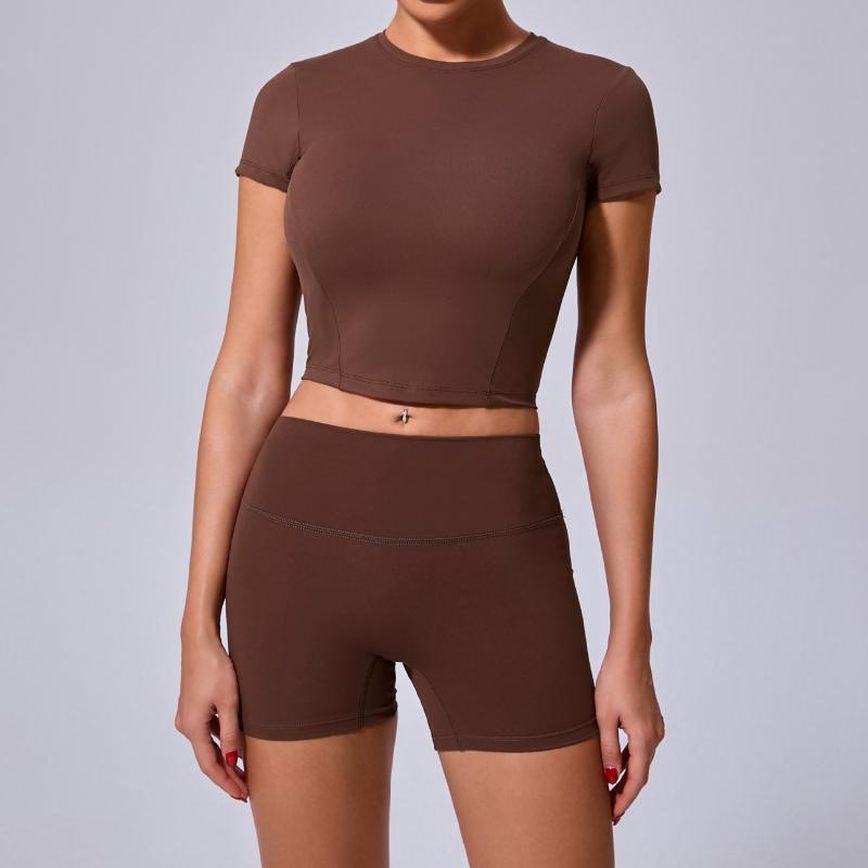 スポーツウェア レディース 吸汗速乾 ストレッチ 半袖 ショートパンツ 上下セット ヨガ フィットネス ジム ランニング アウトドア トレーニング ウォーキング ルームウェア