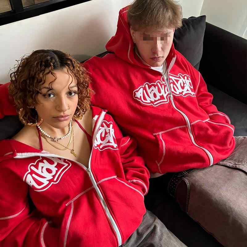 パーカー レディース 秋冬 欧米風 ゆったり ビッグシルエット レター刺繍 アウトシームステッチ デザイン ジップアップ ポケット付き ポリエステル ストリートカジュアル カーディガン(4)