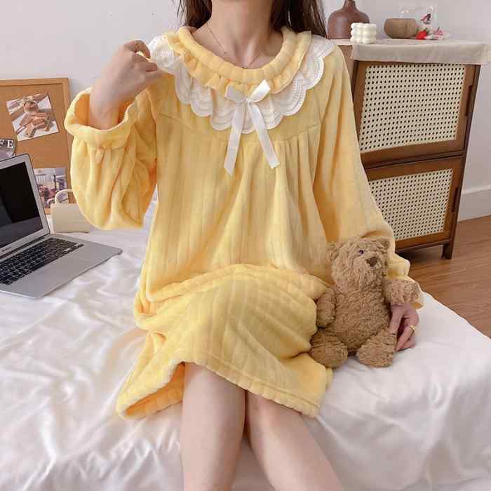 ルームウェア ワンピース レディース 厚手 保温 あったか 冬用 部屋着 サンゴフリース フランネル 無地..