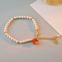 ブレスレット レディース 電気メッキ加工 銅製 ザクロ パール エナメル フルーツモチーフ シンプル 上品 ライトラグジュアリー 高級感 万能 春夏 通勤 バングル