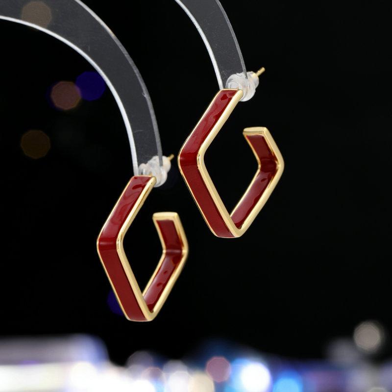 ピアス レディース 女性用 滴油加工 銅製 スクエア型 四角形 マールド風 レトロ アンティーク調 上品 ..