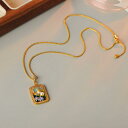 ネックレス レディース 女性用 天然パール パール 銅製 電気メッキ加工 油絵風 新中国風 オリエンタル ヴィンテージ レトロ ライトラグジュアリー 上品 個性的デザイン 幾何学モチーフ スクエア型 鎖骨ネックレス