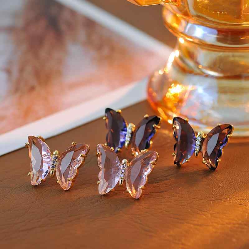 ピアス レディース S925純銀ポスト 電気メッキ加工 輝く透明感 上品な紫 ピンク 蝶々モチーフ エレガント 通勤 高級感 春夏 おしゃれ