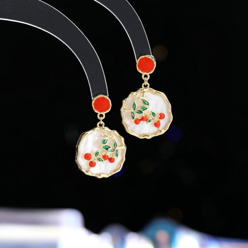 ピアス レディース 女性用 S925シルバーポスト 柿モチーフ 花モチーフ 古風 漢服 和装 レトロモダン 新..