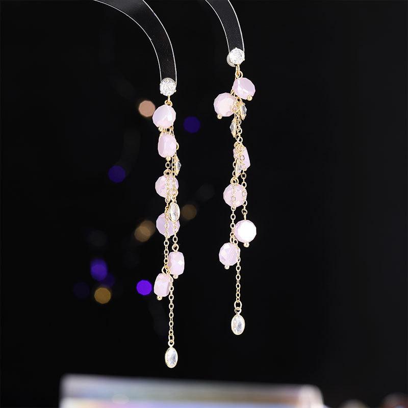 ピアス レディース S925銀ポスト 小顔効果 ロング タッセル チャイナスタイル エレガント 個性的 アン..