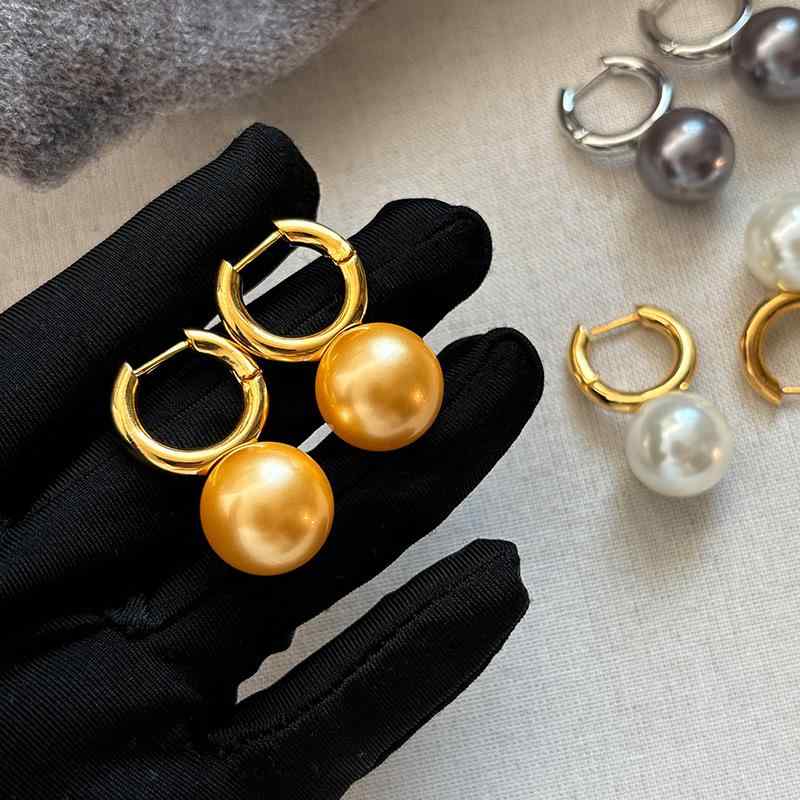 ピアス レディース 銅製 パール シャンパン グレー 電気メッキ加工 高級感 軽やか フレンチ レトロ 個性的 幾何学 ドロップ イヤリング