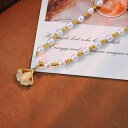 ネックレス レディース イチョウ葉 パール 輝く 高級感 ライトラグジュアリー 上品 エレガント 万能 デイリー ファッション 通勤 銅製 電気メッキ加工 ゴールド