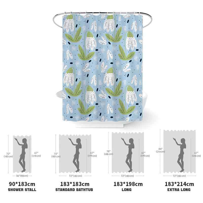 シャワーカーテン 防水 デジタルプリント 清楚な花柄 デイジー ポリエステル 速乾 防カビ 目隠し モダン シンプル トイレマット 足元マット セット 浴室用 おしゃれ