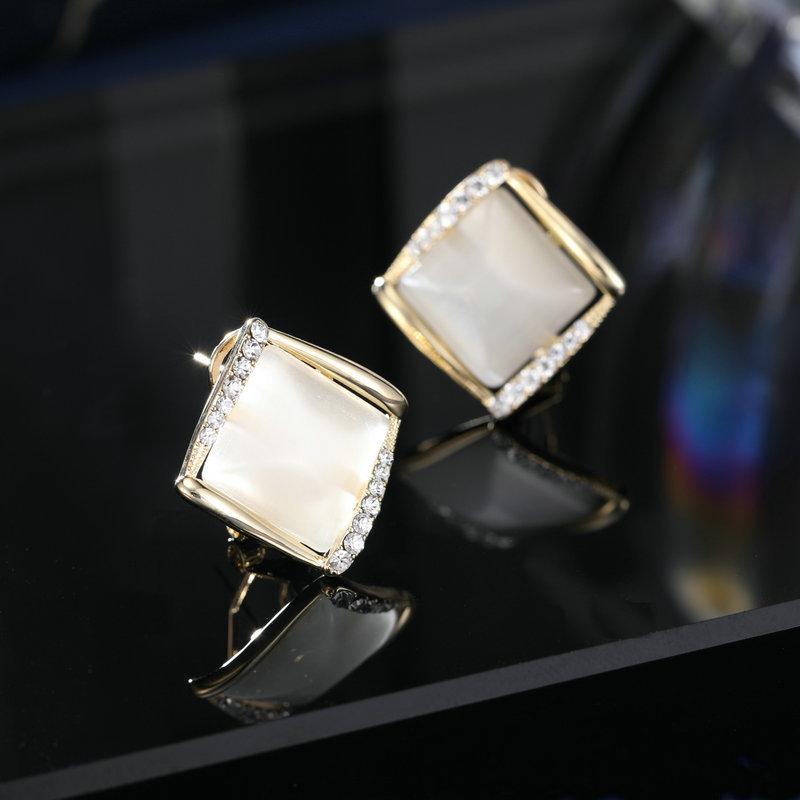 ピアス レディース 女性用 S925 シルバーポスト 落ちにくいキャッチ 幾何学 ひし形 スクエア キャッツアイ エレガント シンプル 上品 ..