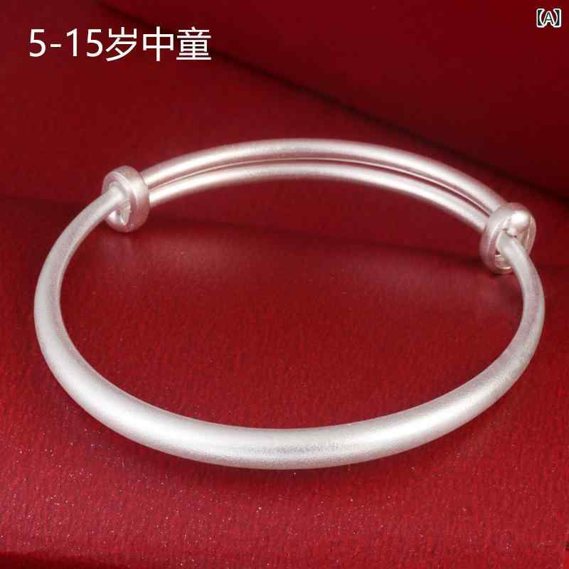バングル キッズ 学生向け 純銀 9999刻印 古法仕上げ マット加工 スライド式 サイ...