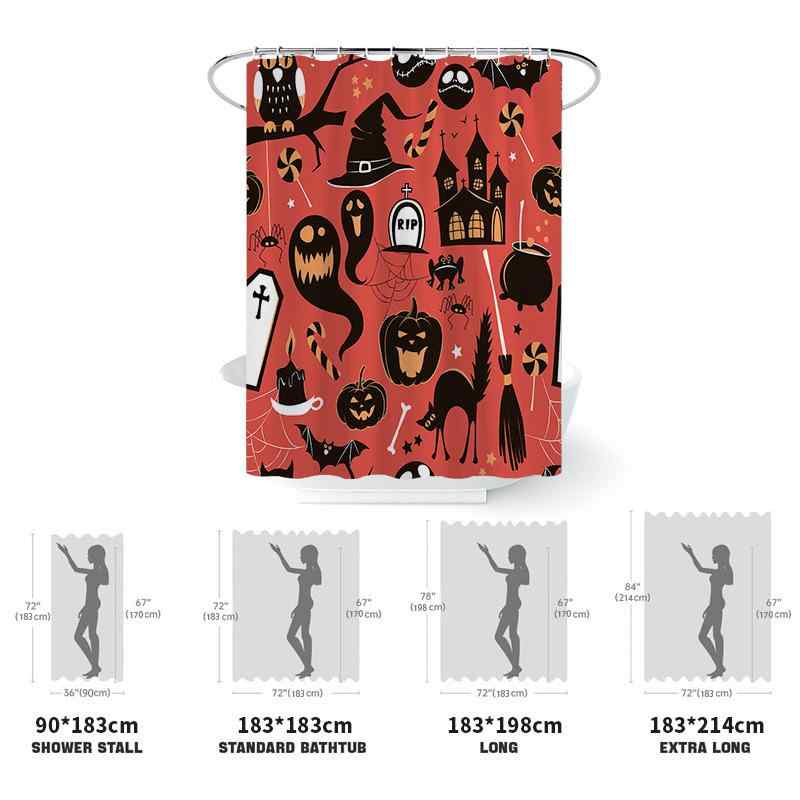 シャワーカーテン 防水 防カビ 目隠し ハロウィン柄 デジタルプリント 浴室マットセット ポリエステル製 おしゃれ アメリカン 多様なサイズ展開
